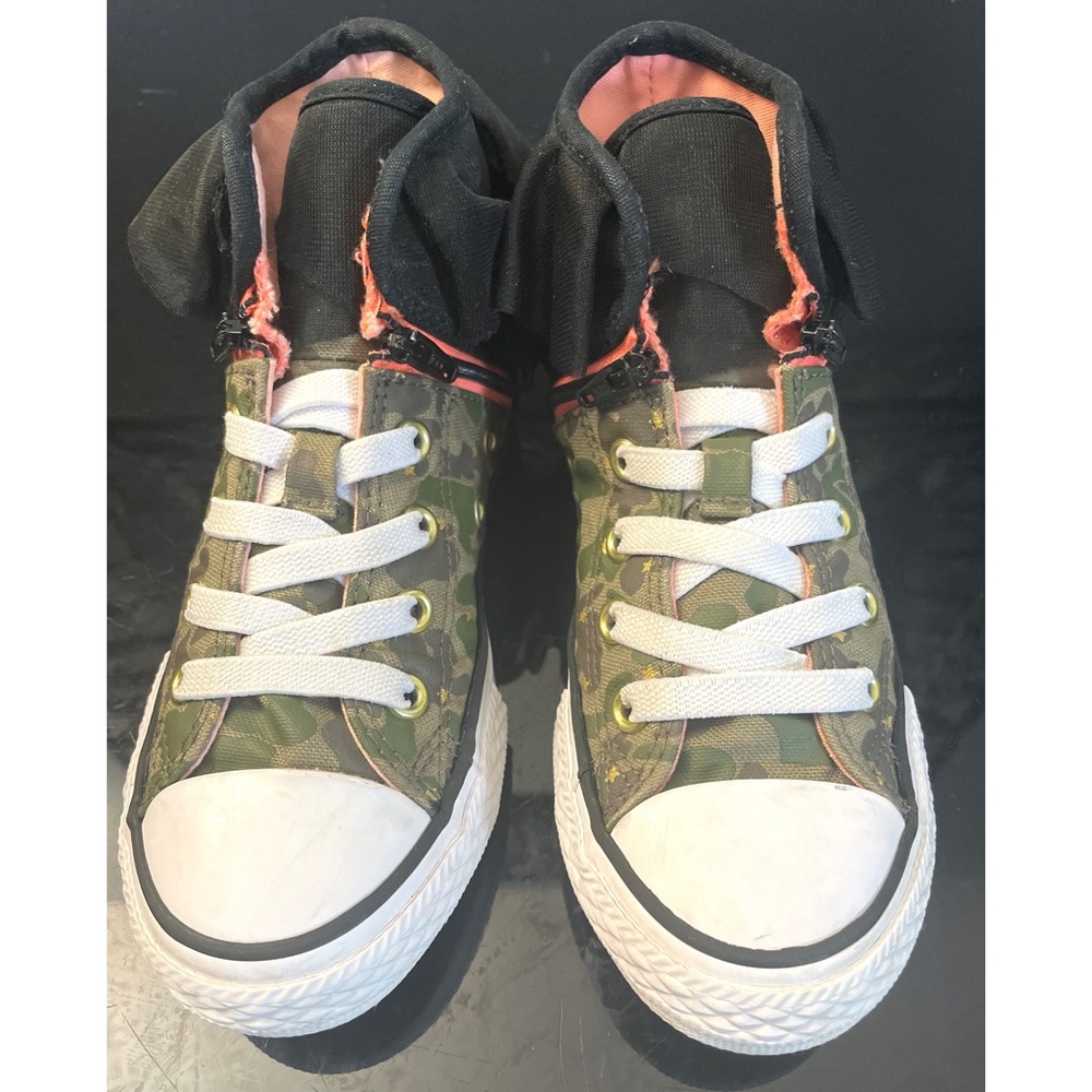 Converse All Star Chuck Taylor  Camouflage Hi Top Green Kid  Sneaker Ruffle 12